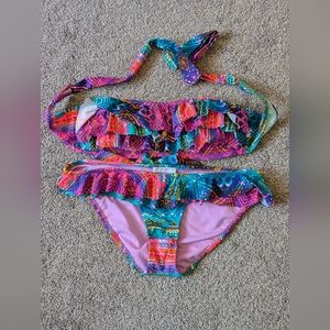 Jessica Simpson colorful ruffle bikini - Medium
